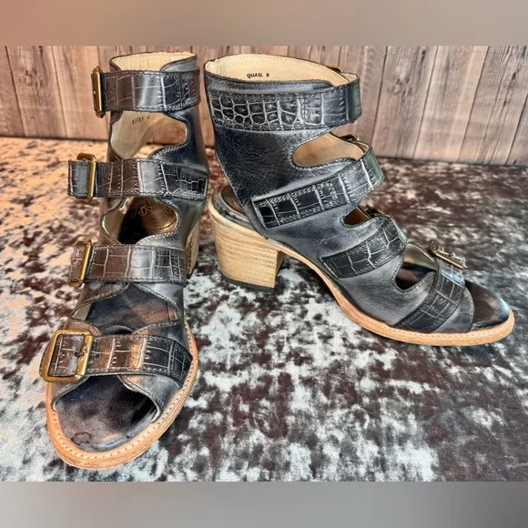 FREEBIRD Quail Black Multi Distressed Strappy Sandals Size 9 - Picture 4 of 14